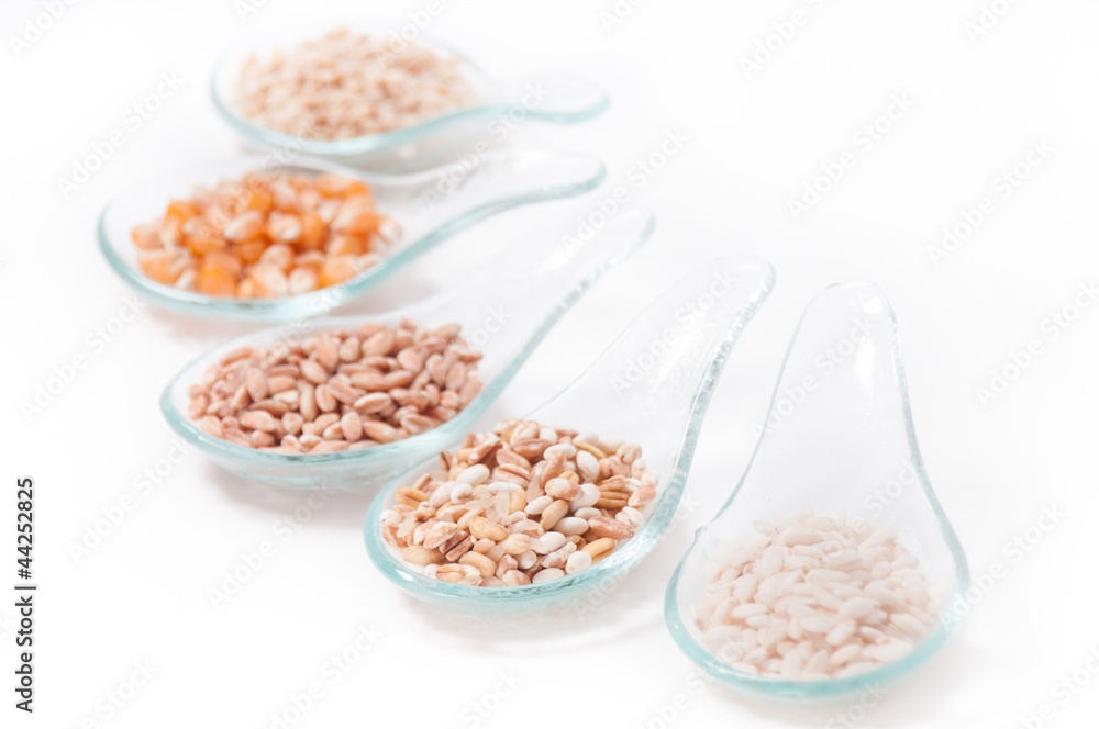 Cereals - grains on a white background_ Cereali su sfondo bianco Cereals - grains on a white background_ Cereali su sfondo bianco