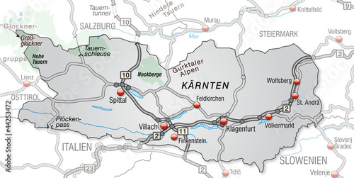 Verkehrskarte von K  rnten und Umgebung