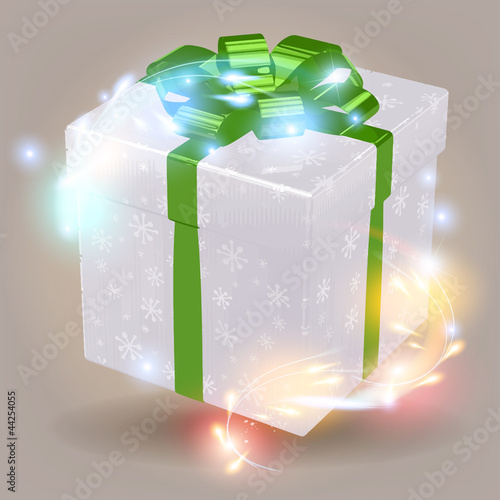 Geschenk Vektor weiss gruen Bokeh