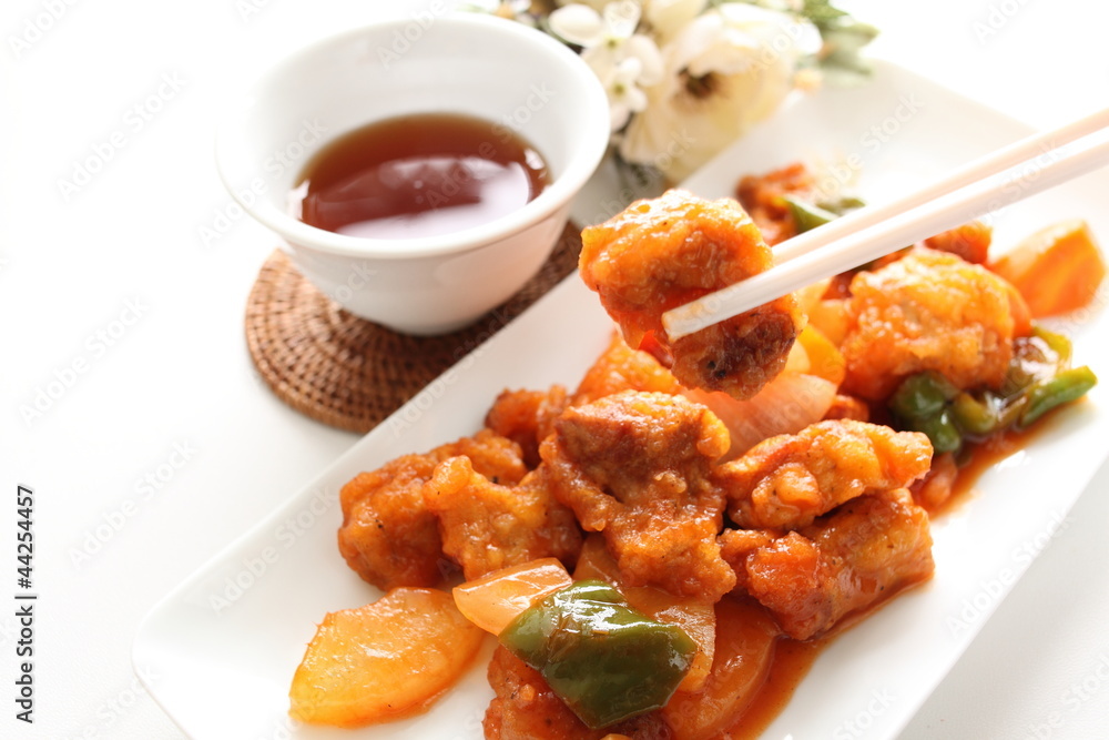 Chinese cuisine, sweet & sour Pork with vegetable Chinese cuisine, sweet & sour Pork with vegetable