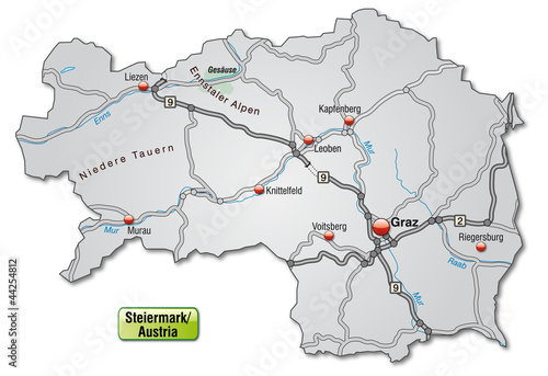 Autobahnkarte der Steiermark