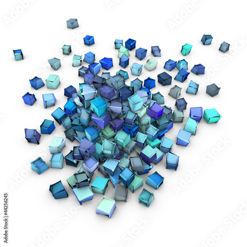 abstract 3d blue cubic shape on white