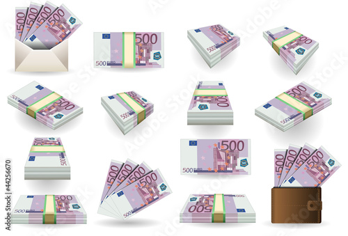 full set of five hundred euros banknotes