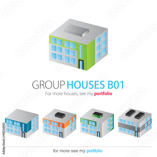 Houses Group, Set, Vector