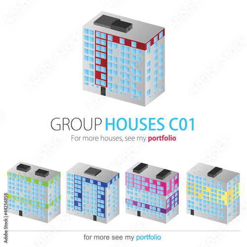 Houses Group, Set, Vector