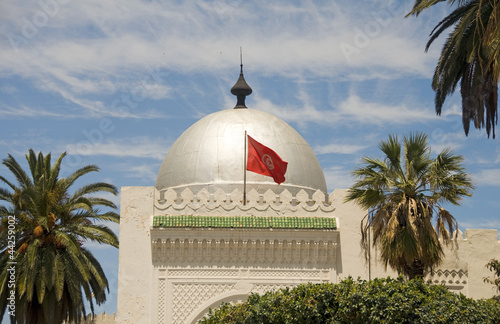 landmark large silver dome mosque and flag Sousse Tunisia Africa photo