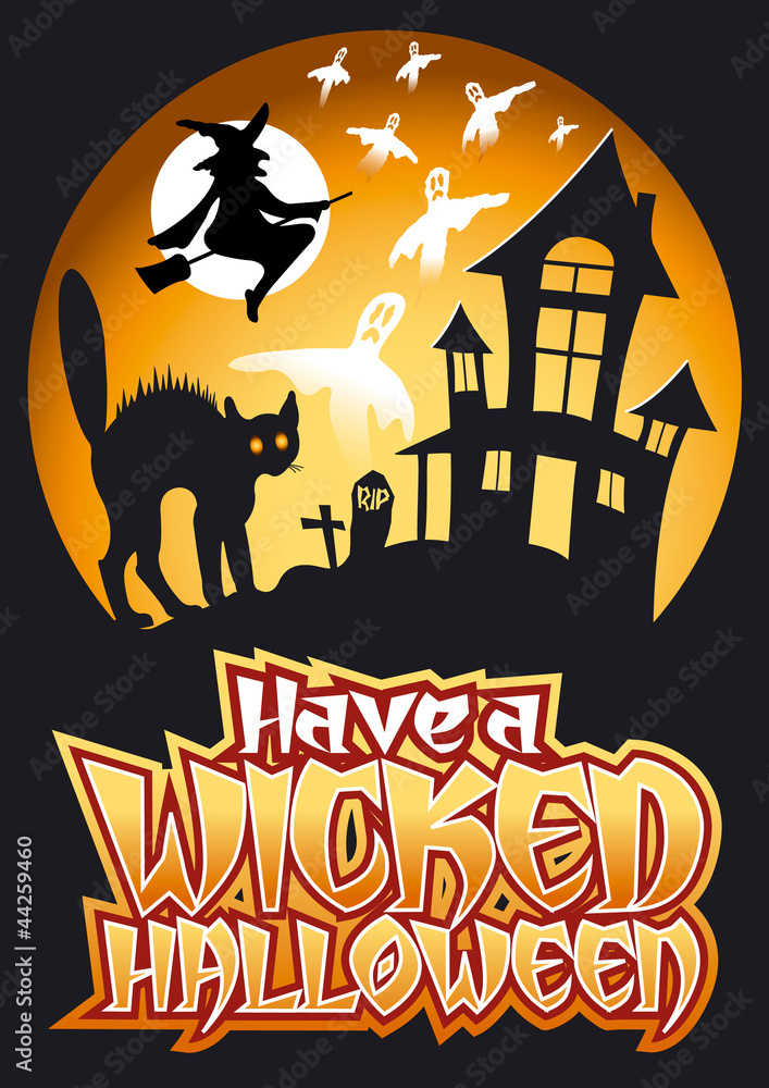 Have a Wicked Halloween Ghosts Vector