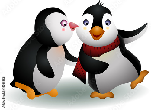 kissing a cute penguin
