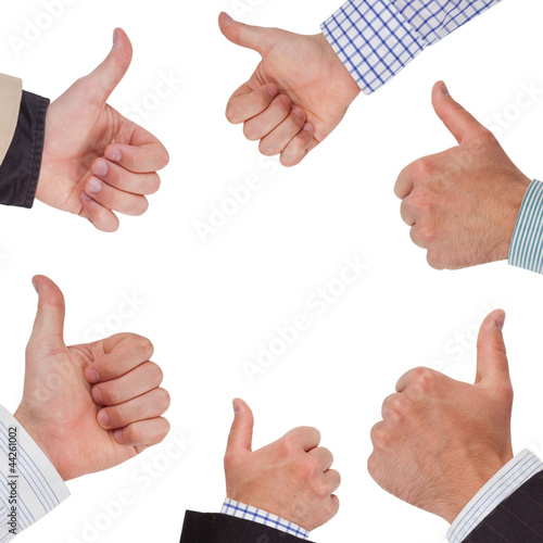Hands in a circle with thumbs up