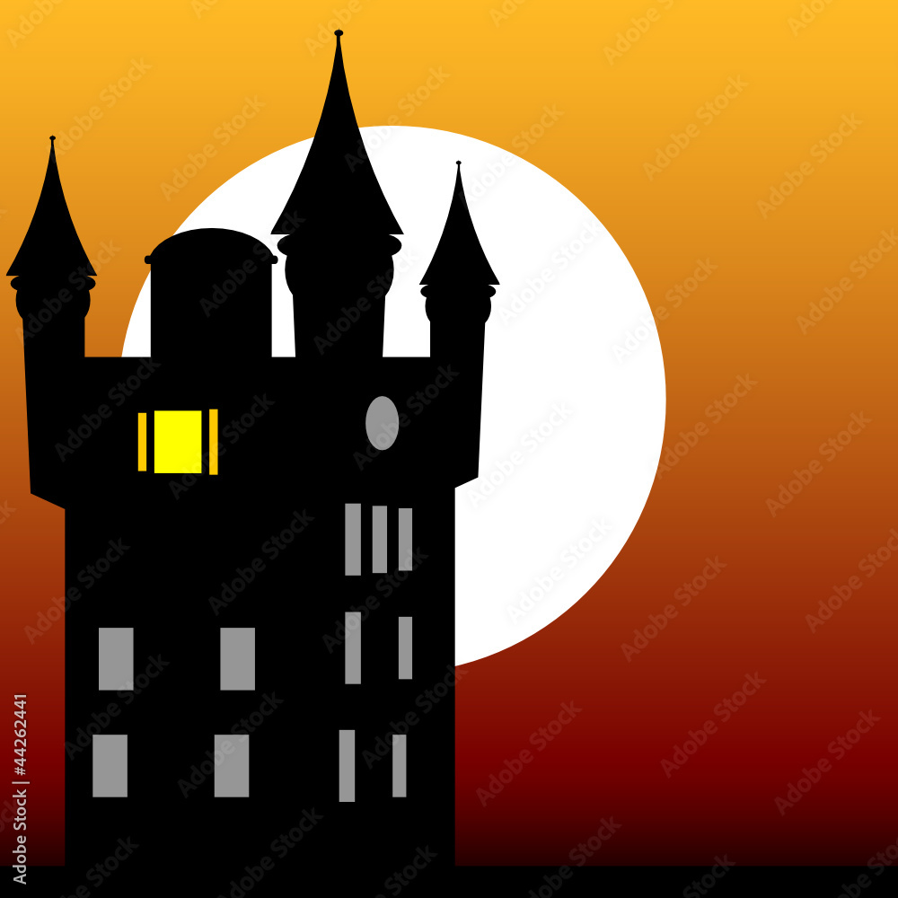 castle at dusk vector