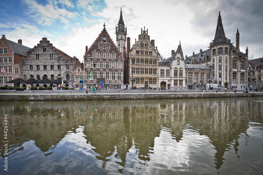 View of the Graslei at Ghent, Belgium View of the Graslei at Ghent, Belgium