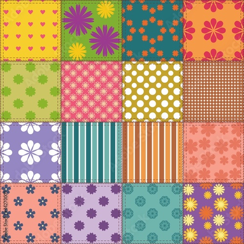 patchwork background with different patterns