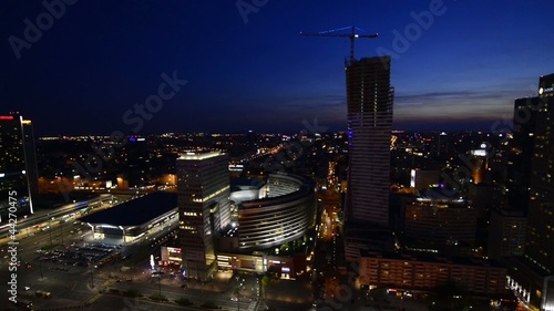 Wallpaper Mural Night panorama of Warsaw's downtown, capital of Poland, Europe, Torontodigital.ca