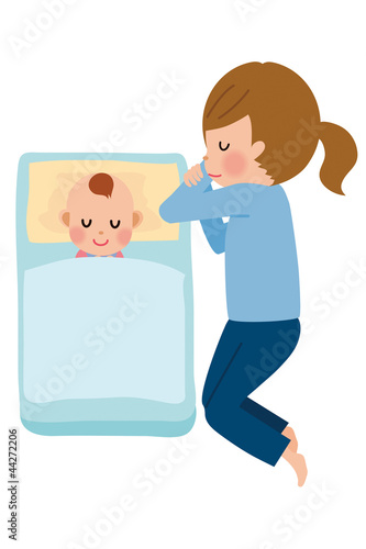 昼寝をする親子