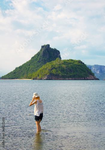 young woman on tropical  beach