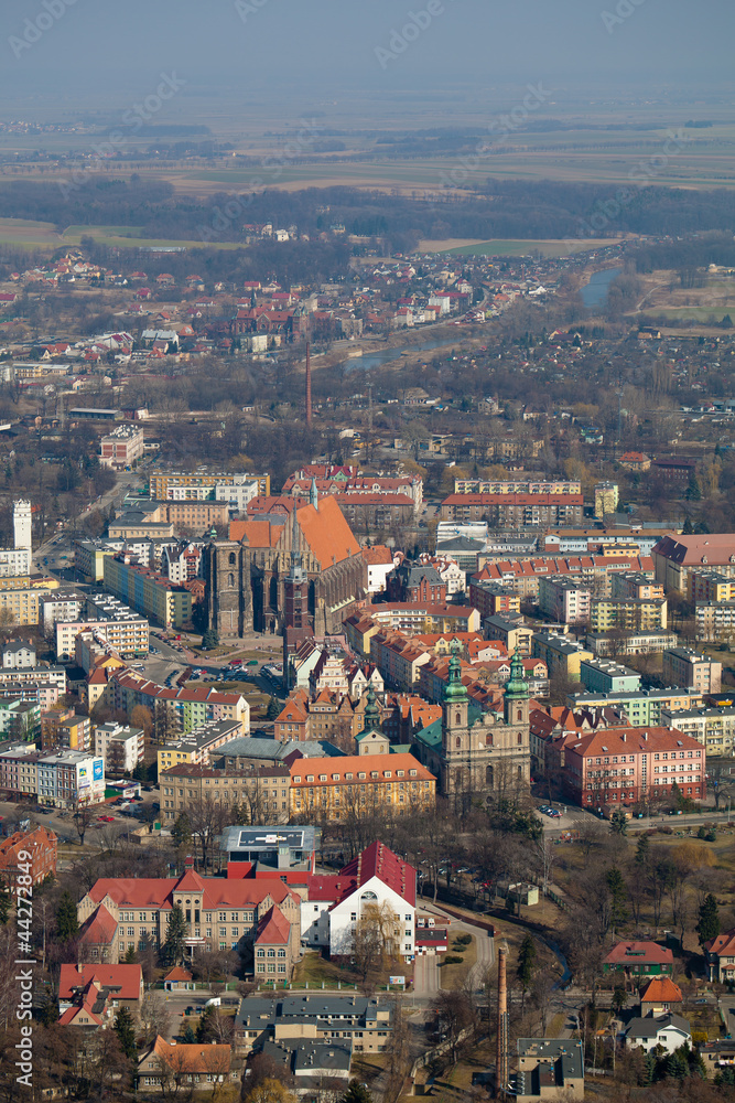 aerial view of Nysa city center