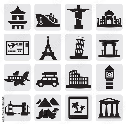 travel and landmarks set