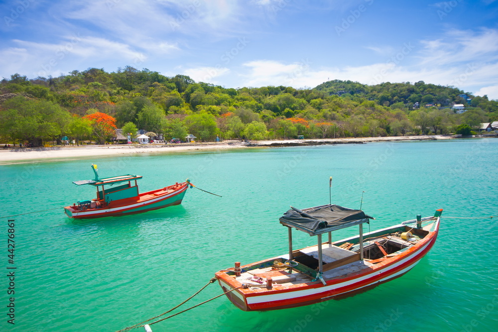 fishing boat at koh Si chang Island Thailand. fishing boat at koh Si chang Island Thailand.