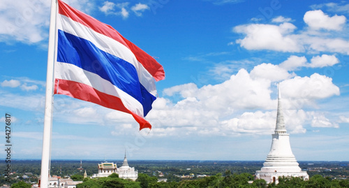 Thai national flag with the temple