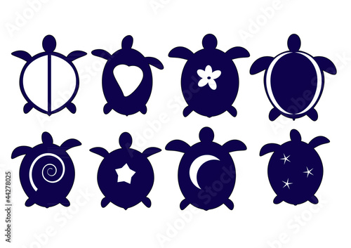 Collection of Hawaiian turtle silhouettes