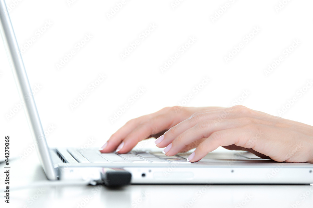 Female hands on a laptop Female hands on a laptop