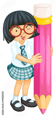 a girl with pencil