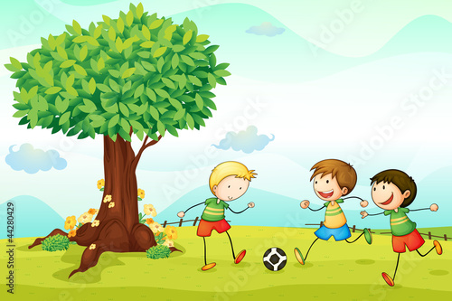 Kids playing football