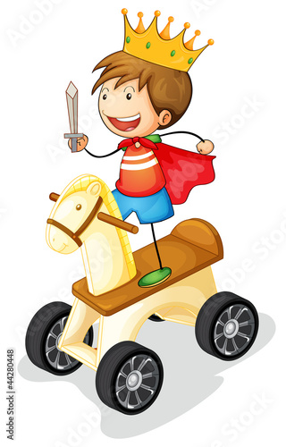 boy on toy horse