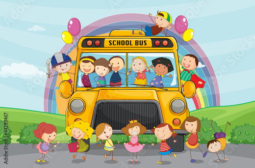 kids and school bus