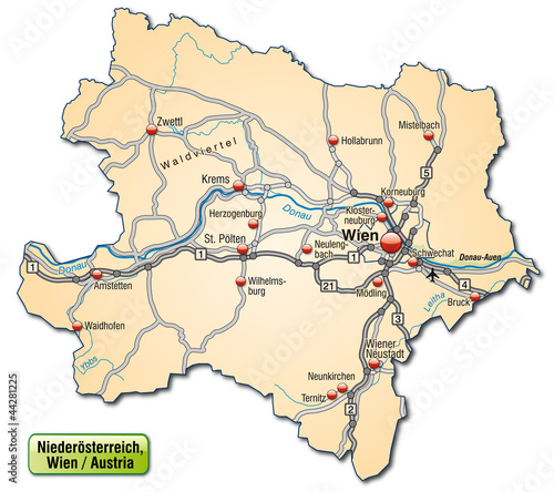 Straßenkarte des Kantons Niederösterreich