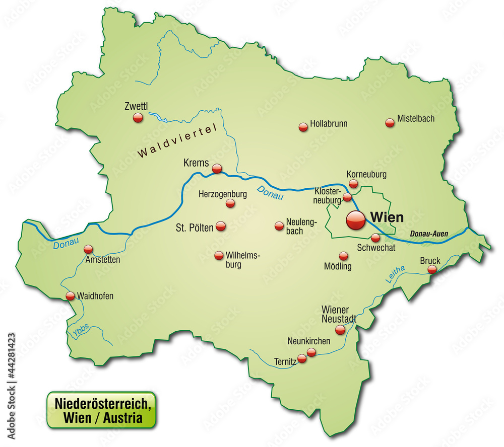Karte des Kantons Niederösterreich als Übersicht