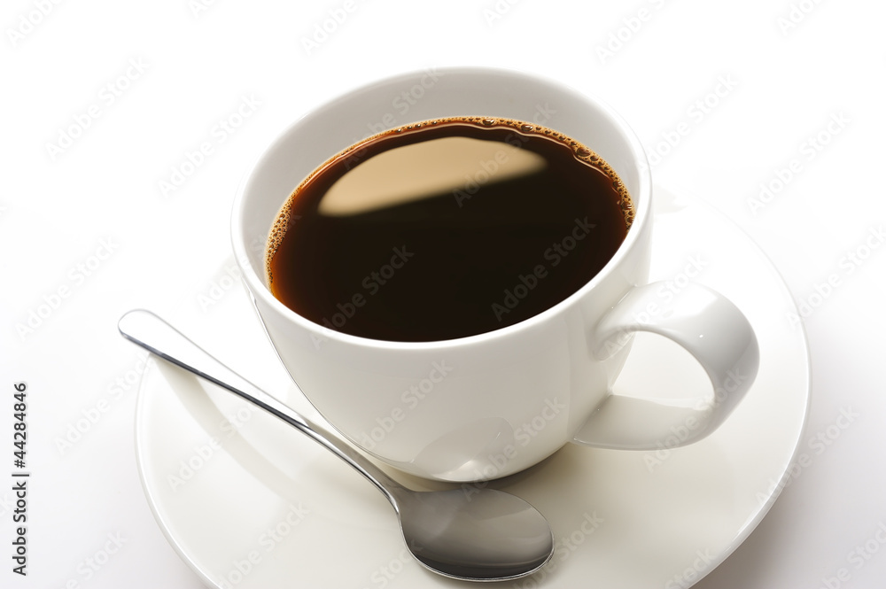 close up coffee cup on white background close up coffee cup on white background