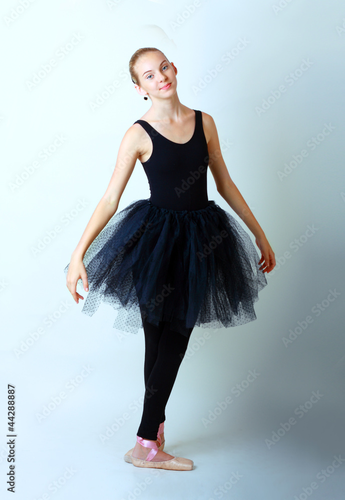 teen girl ballerina dancer in black tutu teen girl ballerina dancer in black tutu