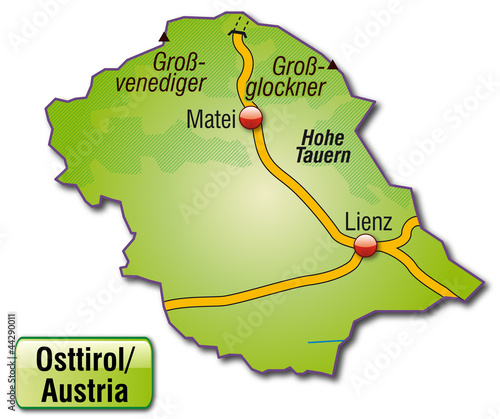 Straßenkarte des Kantons Osttirol