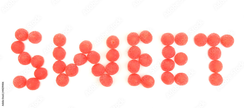 Word of sweets isolated on white Word of sweets isolated on white