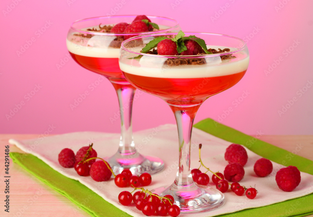 fruit jelly with berries in glasses fruit jelly with berries in glasses