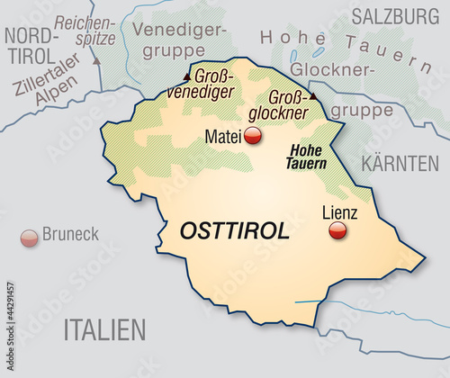 Karte des Kantons Osttirol