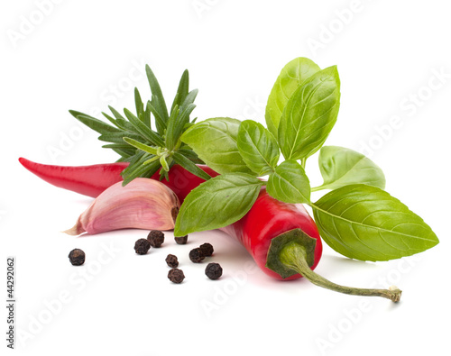 Chili pepper and flavoring herbs