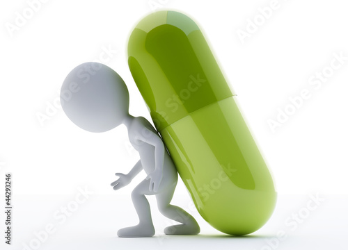 3d humanoid character with a green capsule photo