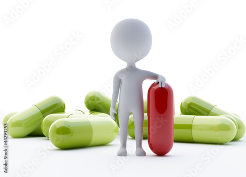 3d humanoid character with a red capsule