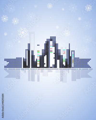 winter city real estate christmas background