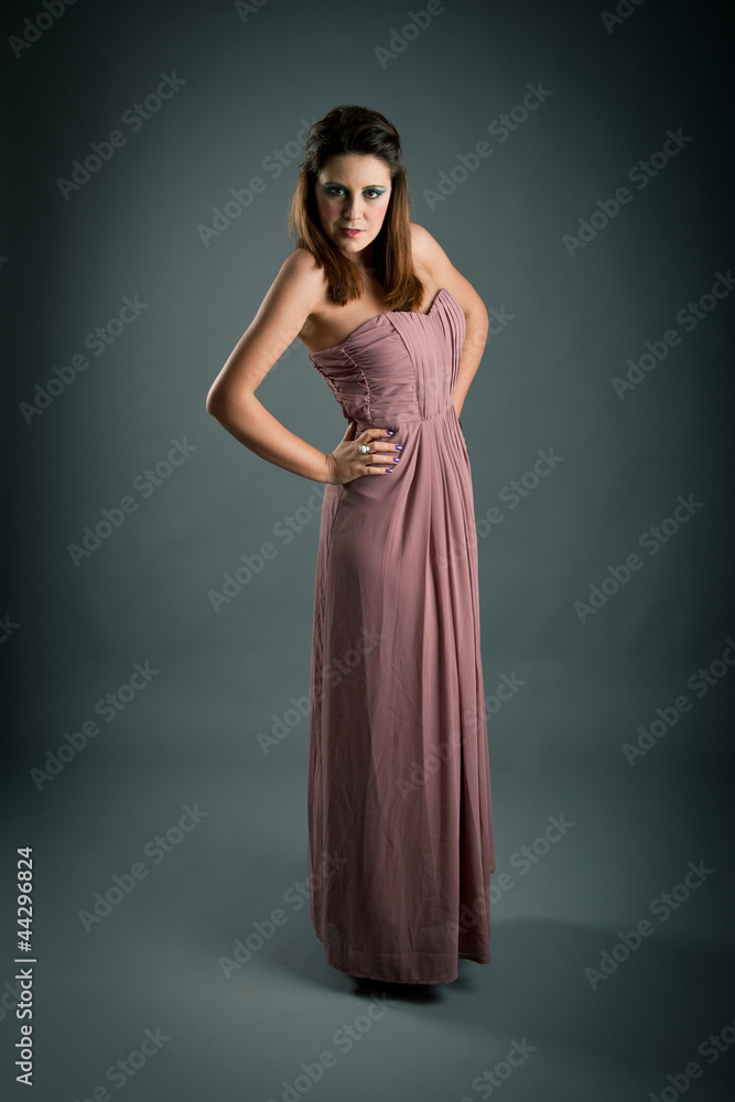 Portrait of beautiful girl with pink dress. Portrait of beautiful girl with pink dress.
