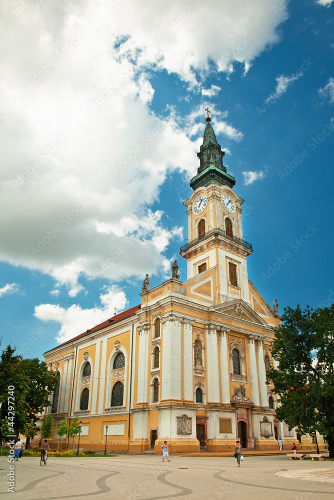 Nice church with blue sky in Hungary