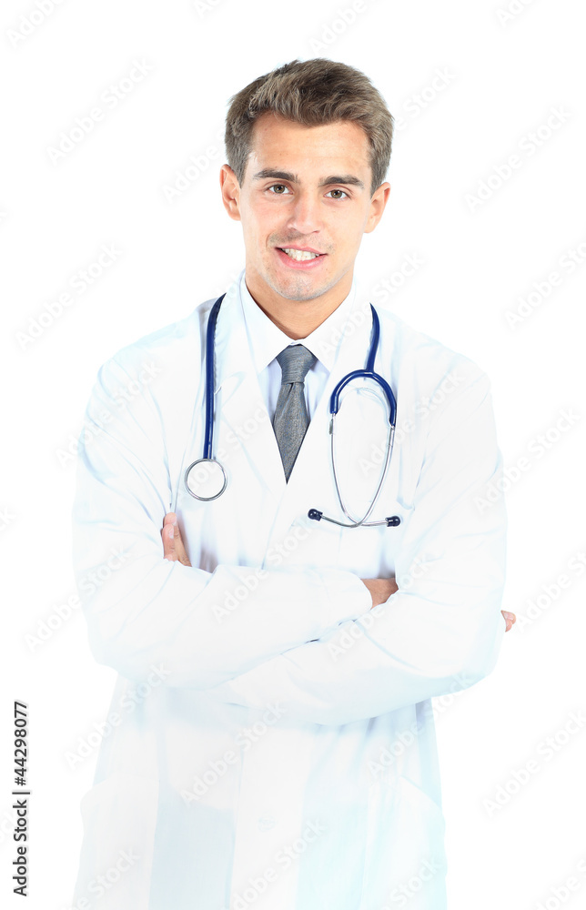 Smiling medical doctor. Isolated over white background Smiling medical doctor. Isolated over white background