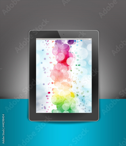 tablet pc  isolated on background blue and black