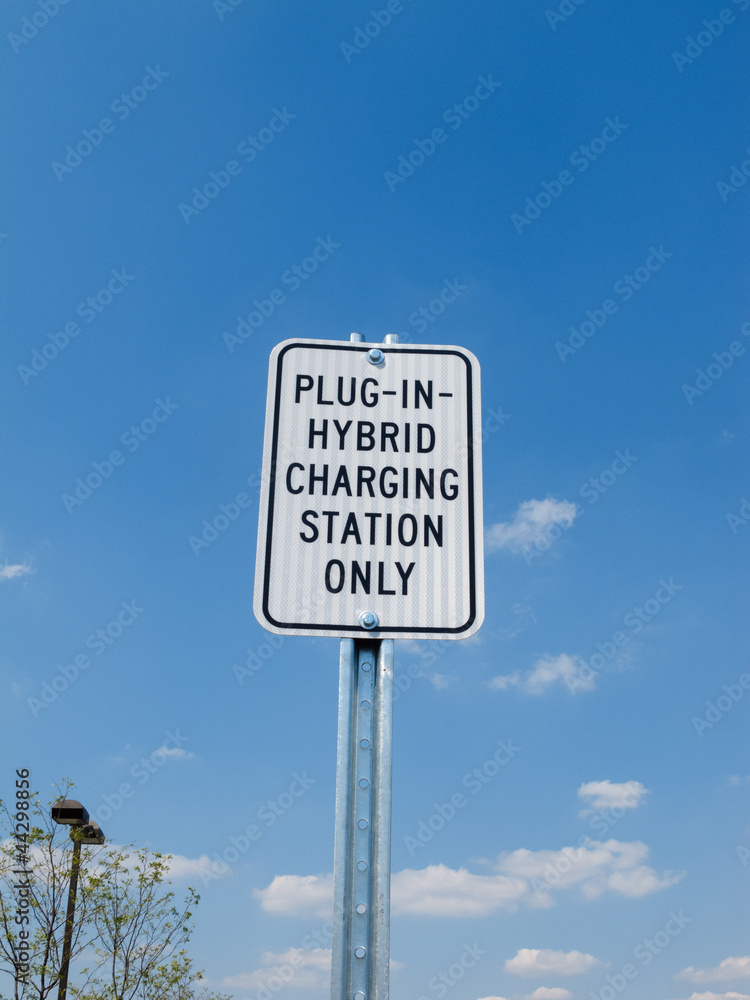 Sign for parking hybrid vehicle