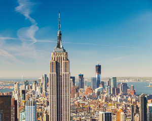 Wandcirkels Empire State Building Manhattan in zwart-wit sfeer  © sborisov