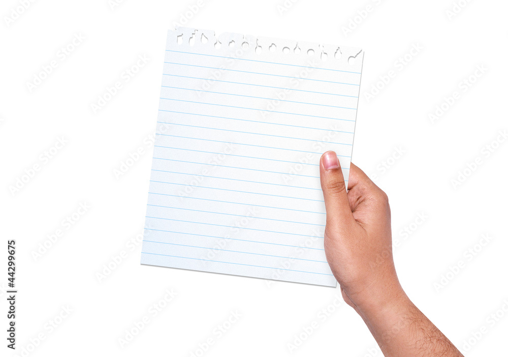 Hands holding paper isolated on white background Hands holding paper isolated on white background