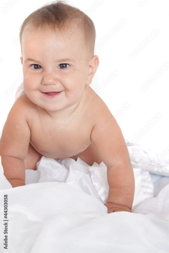 studio portrait of cute smiling baby isolated over white backgro studio portrait of cute smiling baby isolated over white backgro