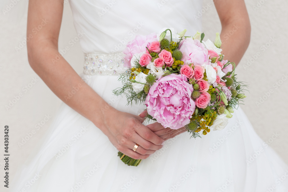 Bride with bouquet, closeup Bride with bouquet, closeup